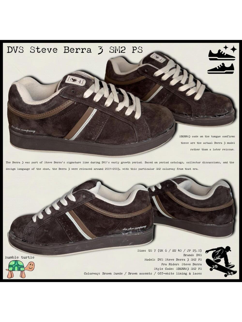 DVS Steve Berra 3 Skate Shoes Brown Suede US 7